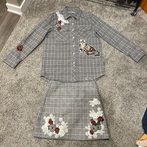 Vintage women casual plaid suit